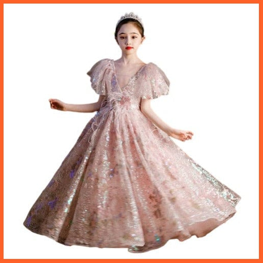 whatagift.com.au Kids Dresses Sequins Children Pageant Gown Gorgeous | Girls Princess Tulle Dress