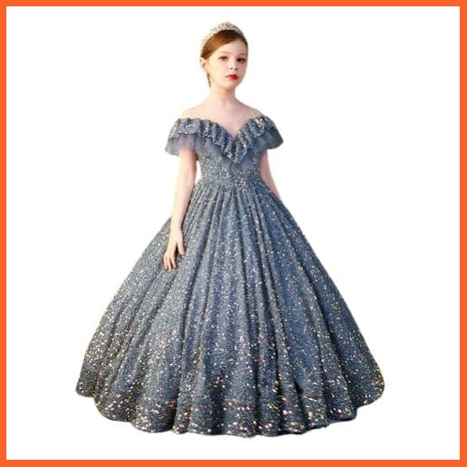 whatagift.com.au Kids Dresses Sequins Children Pageant Gown Gorgeous | Girls Princess Tulle Dress