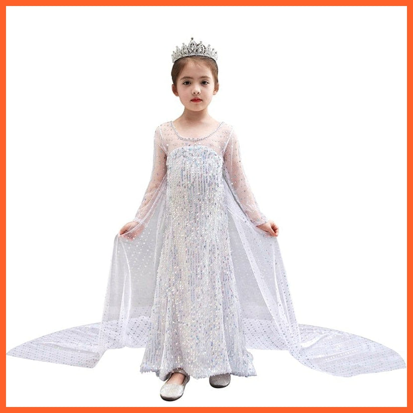 whatagift.com.au Kids Dresses White Dress Only / 2T Cosplay Elsa Girls Sequins Dress | Party White Gowns Princess Costumes