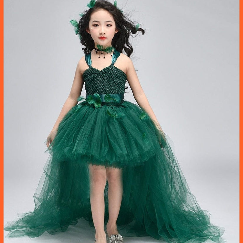 whatagift.com.au Kids Dresses with train / 2T Teal Green Vintage Kids Girls Tutu Dresses