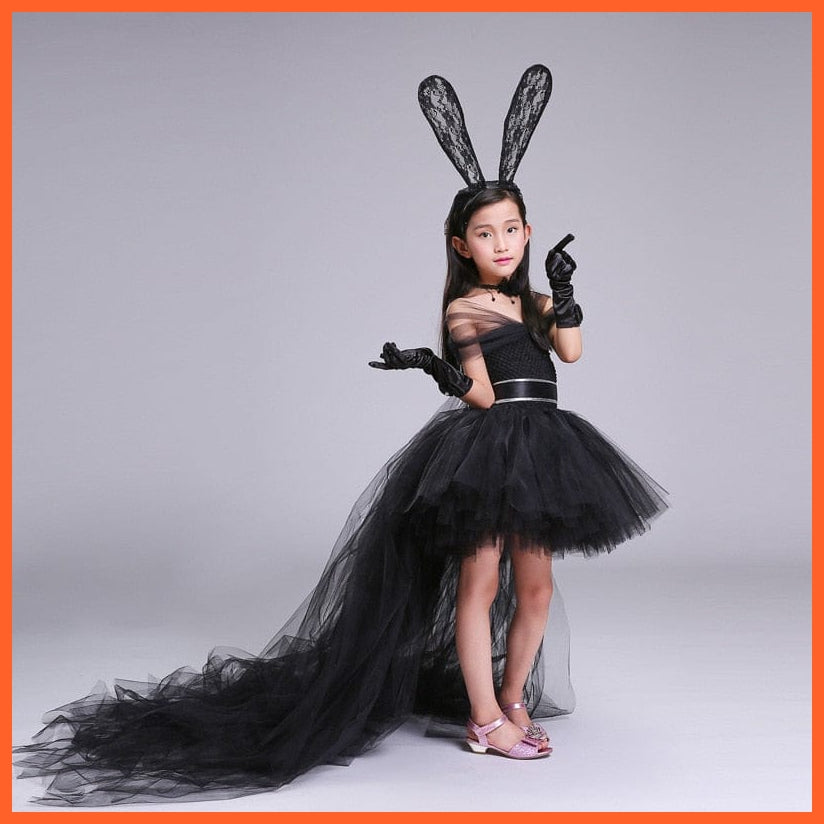 whatagift.com.au Kids Dresses with train tulle / 2T Black Handmade Girls Party Dresses | Tulle Chiffon Tutu Dress
