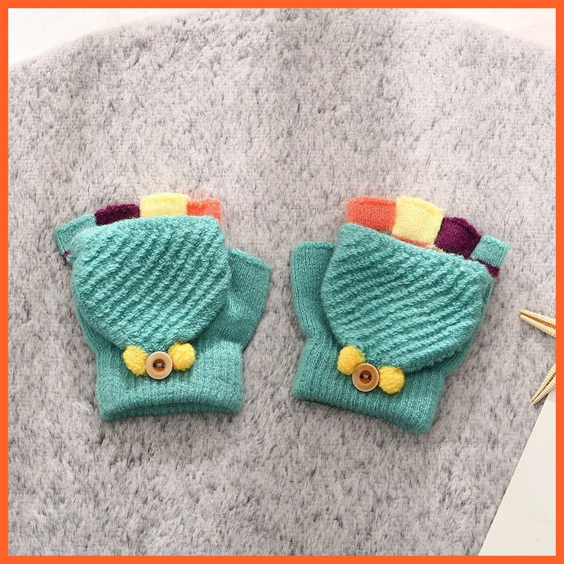 whatagift.com.au Kids Gloves A1(3-7 Years) Kids Winter Cute Cartoon Baby Flip Gloves | Full Finger Knit Wool Warm Mittens