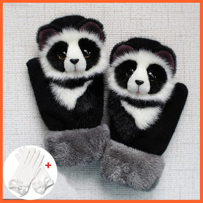 whatagift.com.au Kids Gloves Animal Adult B Women Winter Unisex Thick 3D Cartoon Warm Mittens Women Gloves Gifts for Kids