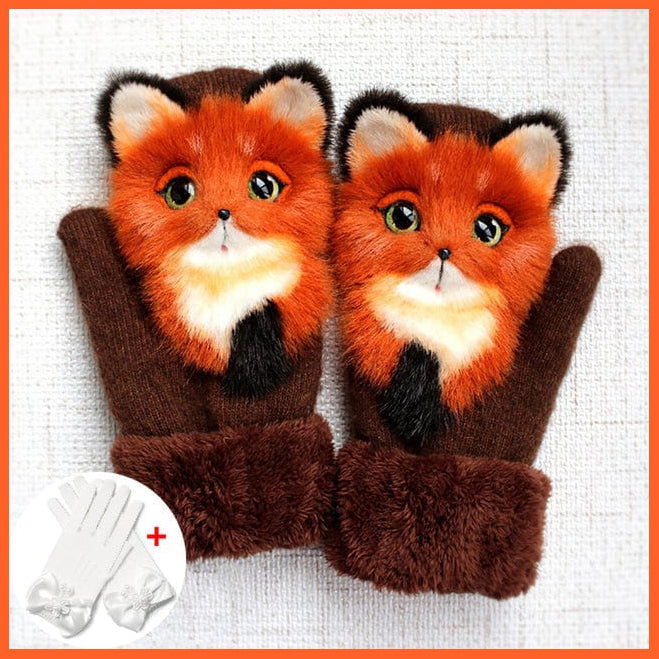 whatagift.com.au Kids Gloves Animal Adult  D Women Winter Unisex Thick 3D Cartoon Warm Mittens Women Gloves Gifts for Kids