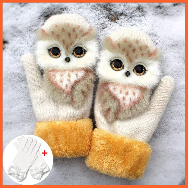 whatagift.com.au Kids Gloves Animal Adult  F Women Winter Unisex Thick 3D Cartoon Warm Mittens Women Gloves Gifts for Kids