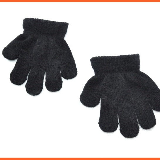 whatagift.com.au Kids Gloves black 1-3years Children Winter Warm Gloves | Baby Toddler Knitted Acrylic Gloves