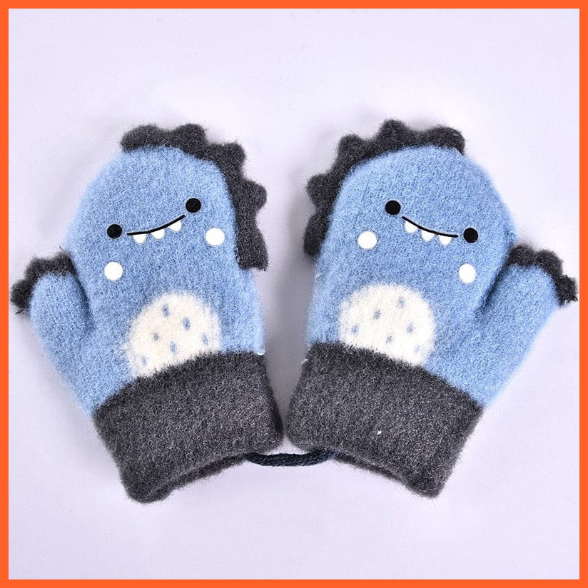 whatagift.com.au Kids Gloves blue / China Rabbit fur Thick Warm Cute Knitted Mittens | Winter Soft baby gloves