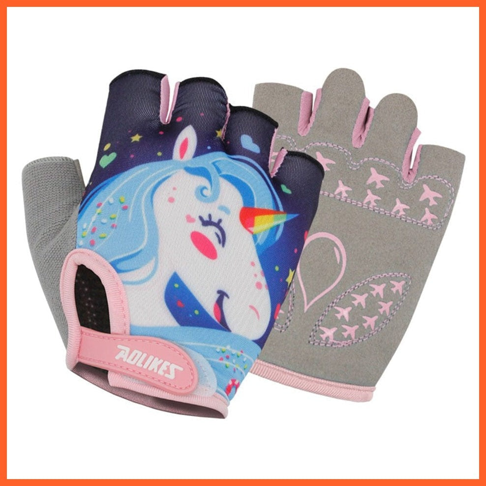 whatagift.com.au Kids Gloves Fantasy Unicorn / XS Kids Cycling Gloves | Half Finger Children Sports Gloves