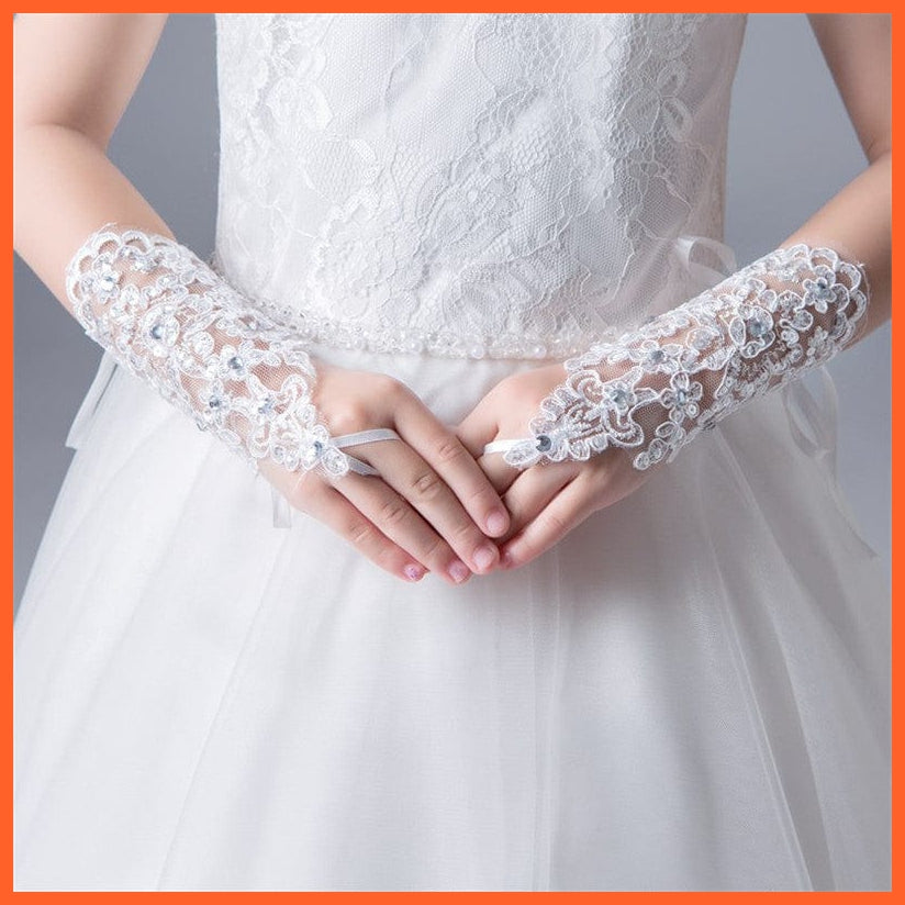 whatagift.com.au Kids Gloves Girls Princess Gloves | Lace Diamond Glove Costume Wedding Accessories