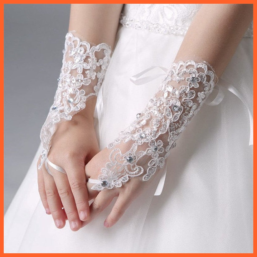 whatagift.com.au Kids Gloves Girls Princess Gloves | Lace Diamond Glove Costume Wedding Accessories