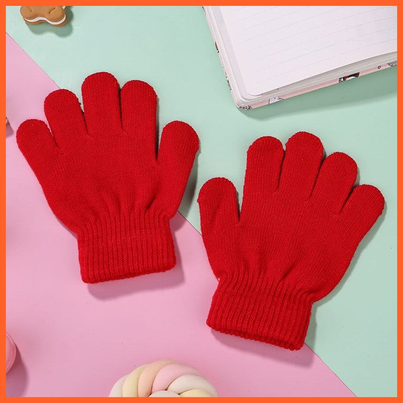 whatagift.com.au Kids Gloves Kids Winter Cute Cartoon Baby Flip Gloves | Full Finger Knit Wool Warm Mittens