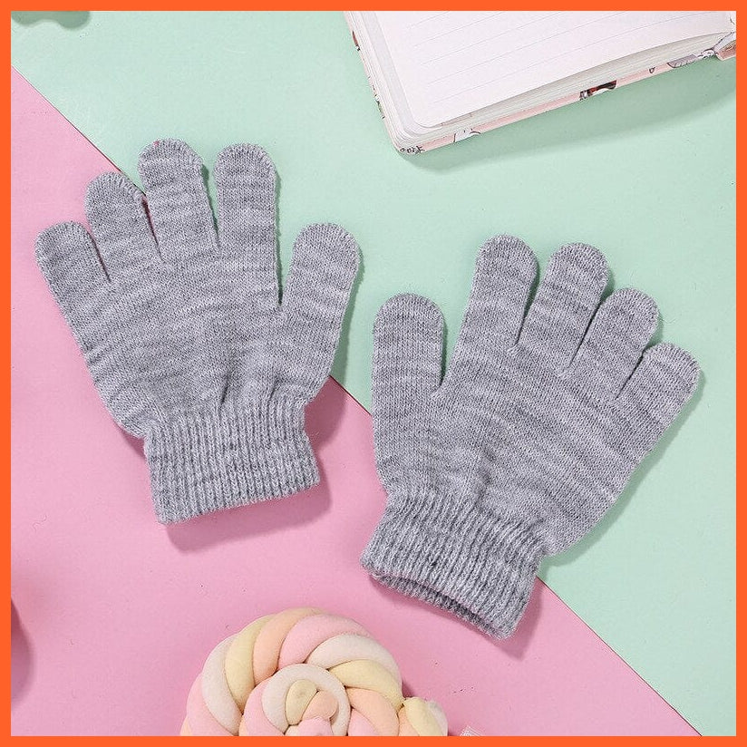 whatagift.com.au Kids Gloves Kids Winter Cute Cartoon Baby Flip Gloves | Full Finger Knit Wool Warm Mittens