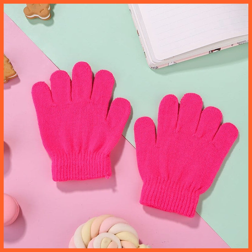 whatagift.com.au Kids Gloves Kids Winter Cute Cartoon Baby Flip Gloves | Full Finger Knit Wool Warm Mittens