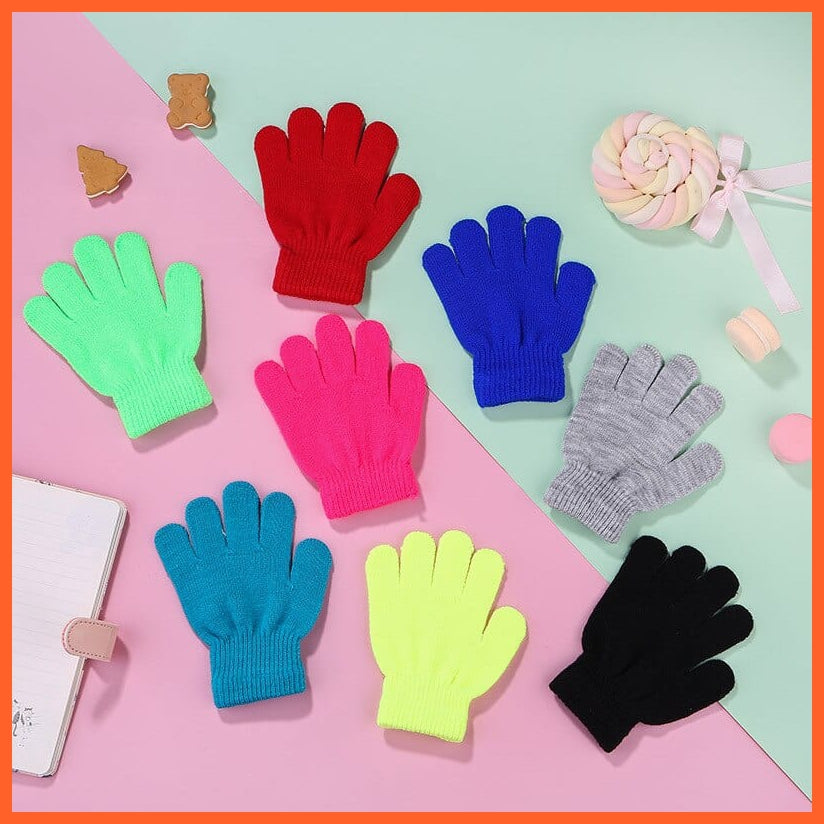 whatagift.com.au Kids Gloves Kids Winter Cute Cartoon Baby Flip Gloves | Full Finger Knit Wool Warm Mittens