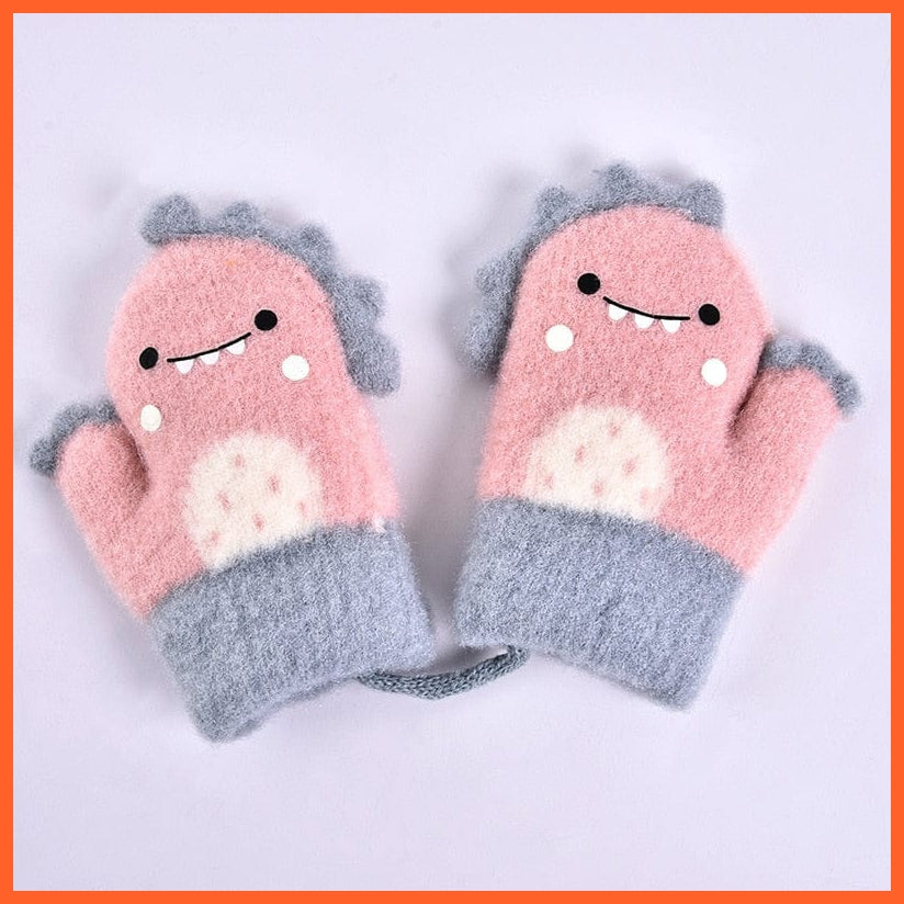 whatagift.com.au Kids Gloves pink / China Rabbit fur Thick Warm Cute Knitted Mittens | Winter Soft baby gloves