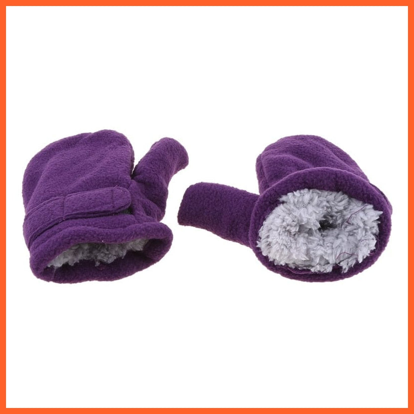 whatagift.com.au Kids Gloves purple-XL Winter Warm Thick Baby Gloves | Toddler Infant Fleece Lined with Easy-on Baby Mittens