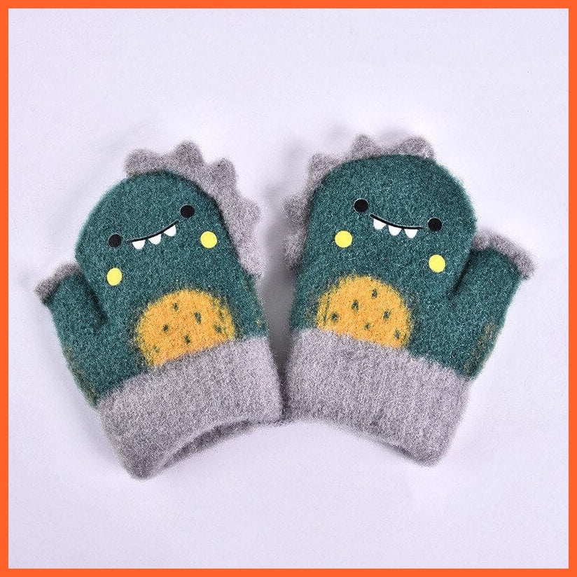 whatagift.com.au Kids Gloves Rabbit fur Thick Warm Cute Knitted Mittens | Winter Soft baby gloves