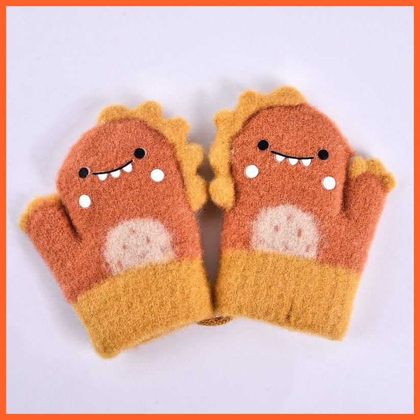 whatagift.com.au Kids Gloves Rabbit fur Thick Warm Cute Knitted Mittens | Winter Soft baby gloves