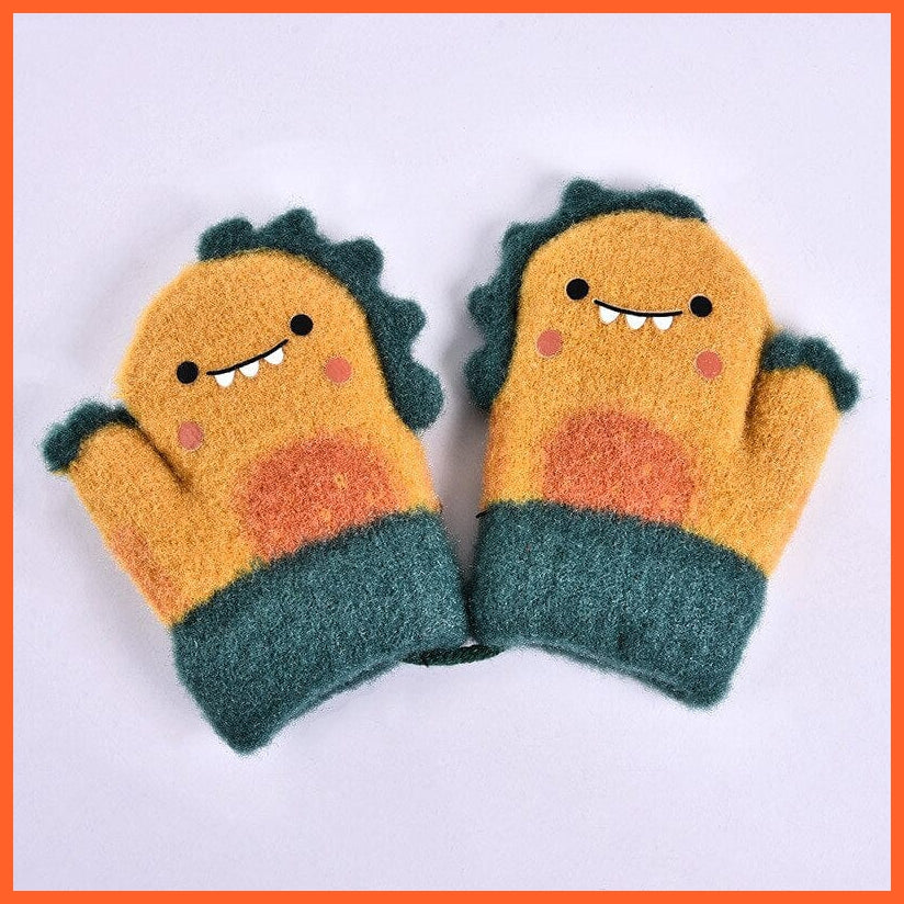 whatagift.com.au Kids Gloves Rabbit fur Thick Warm Cute Knitted Mittens | Winter Soft baby gloves
