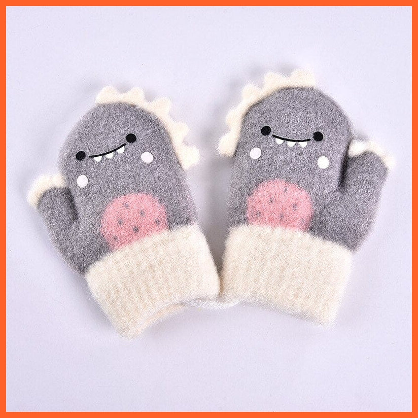 whatagift.com.au Kids Gloves Rabbit fur Thick Warm Cute Knitted Mittens | Winter Soft baby gloves