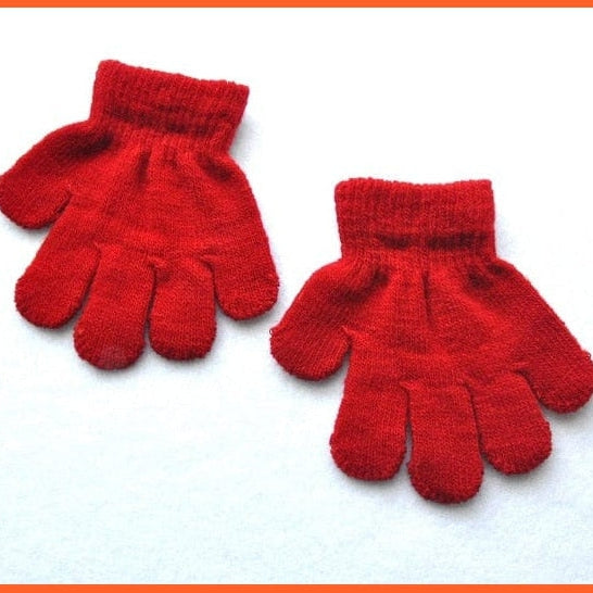 whatagift.com.au Kids Gloves red 1-3years Children Winter Warm Gloves | Baby Toddler Knitted Acrylic Gloves