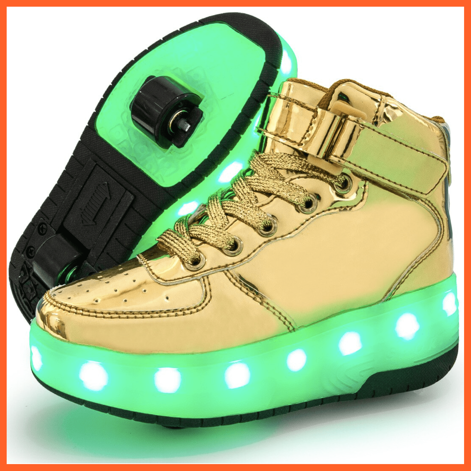 High Top Gold Sytlish Led Roller Shoes | Roller High Top Light Up Sneakers For Kids | whatagift.com.au.