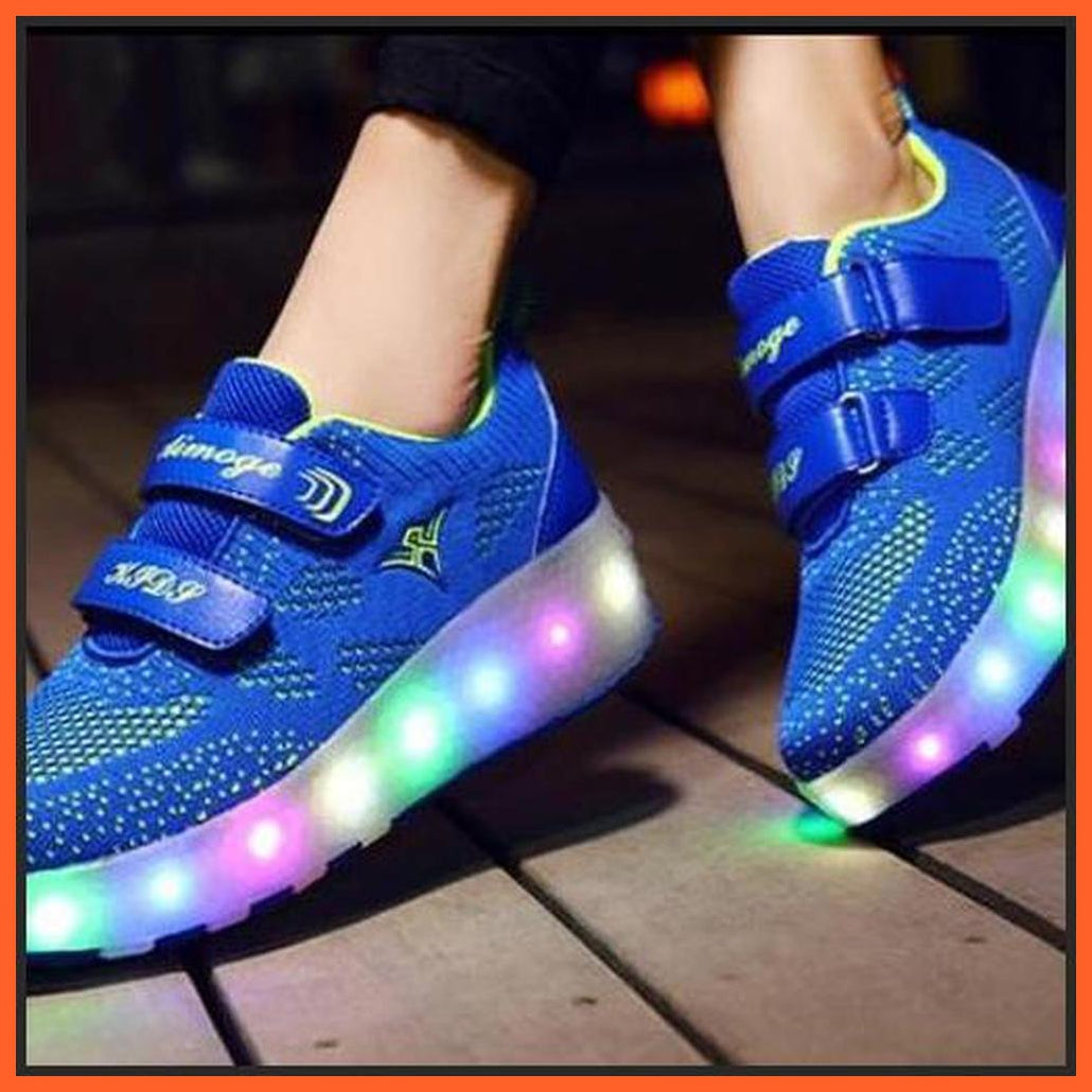 Led Roller Shoes Blue  | Kids Led Light Roller Heelys Shoes  | Led Shoes For Girls & Boys | whatagift.com.au.