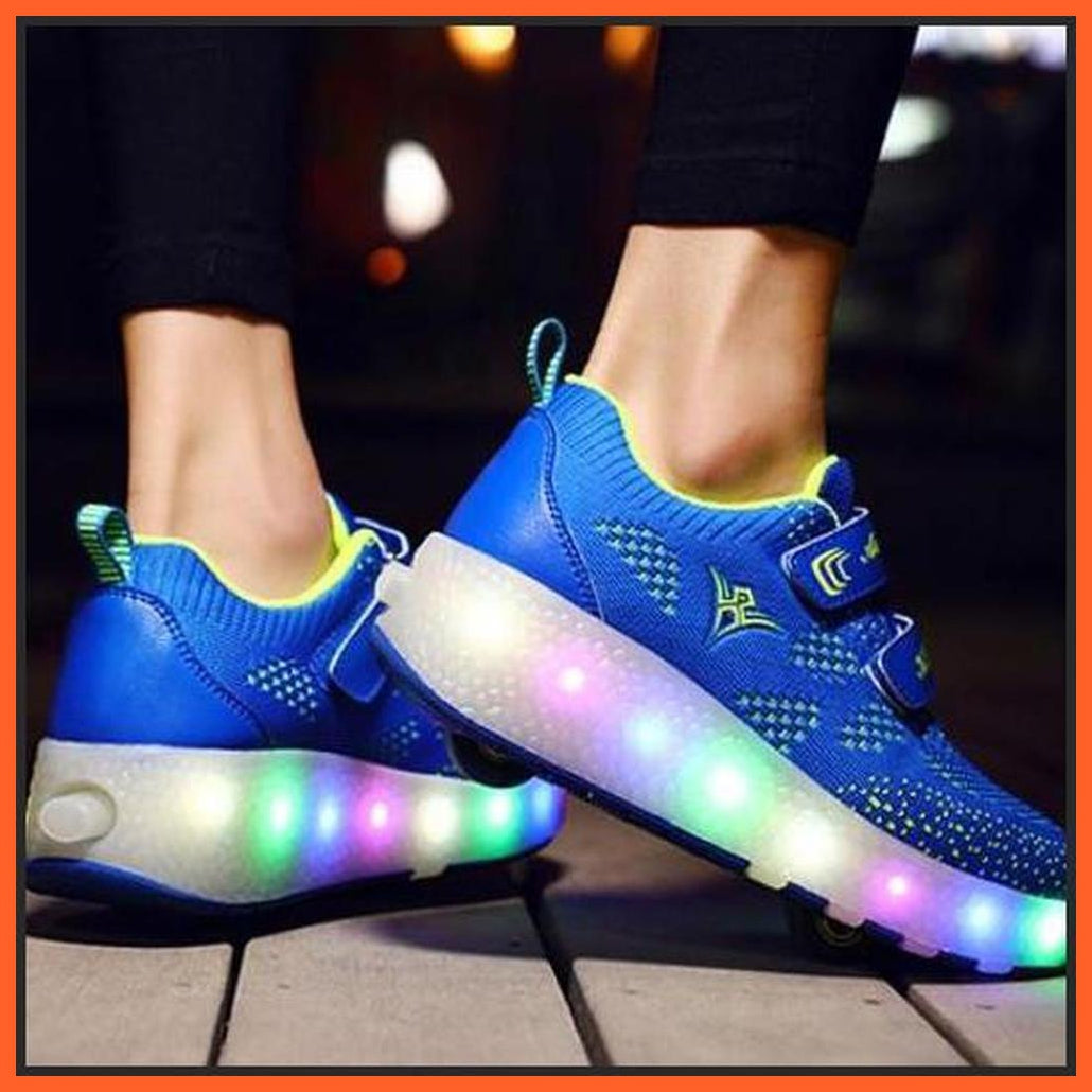 Led Roller Shoes Blue  | Kids Led Light Roller Heelys Shoes  | Led Shoes For Girls & Boys | whatagift.com.au.