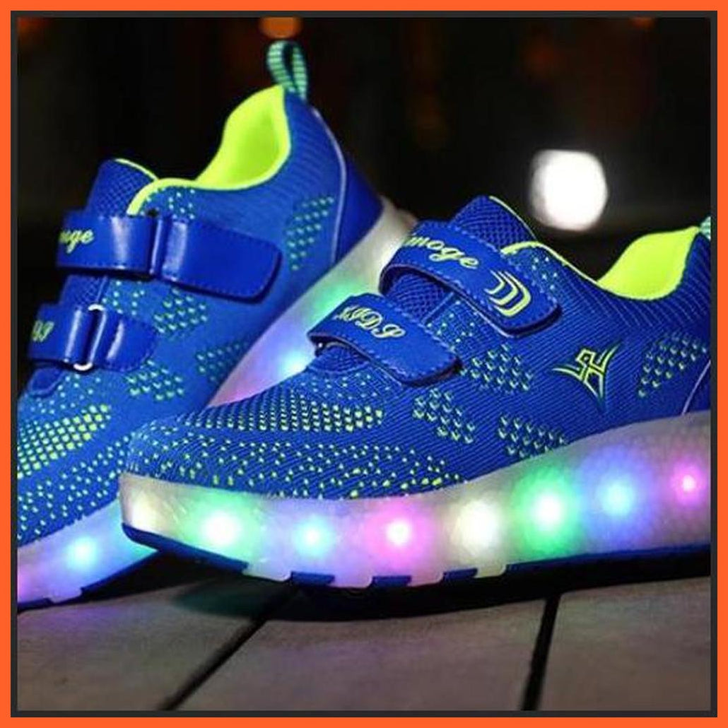 Led Roller Shoes Blue  | Kids Led Light Roller Heelys Shoes  | Led Shoes For Girls & Boys | whatagift.com.au.