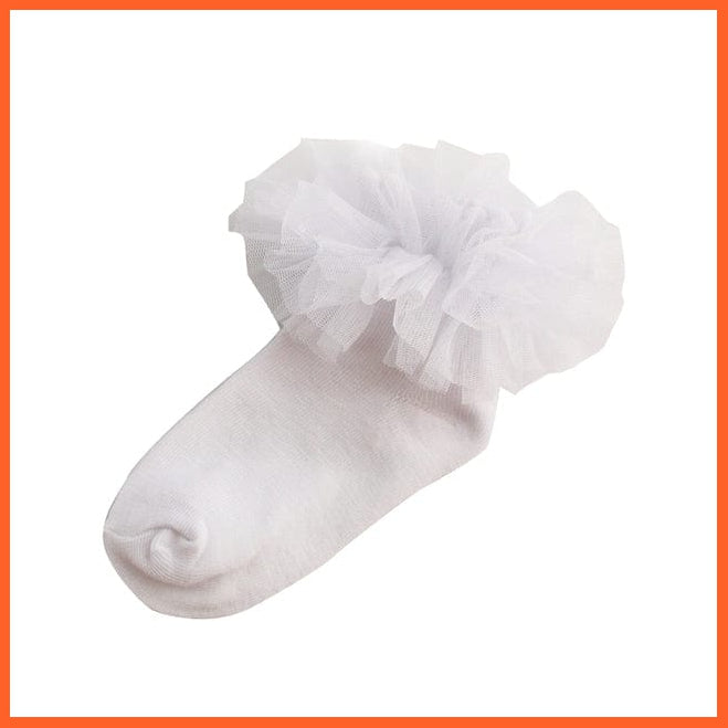 whatagift.com.au kids socks 1 / 1-3 Years Pink flounces cotton Girls socks | Big petals princess white dance socks