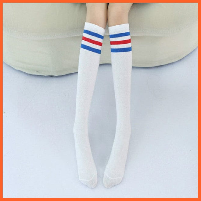 whatagift.com.au kids socks 1 / 5-7 years old Spring Kids Knee High Sport Socks | Football Stripes Cotton Skate Long Socks