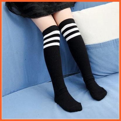 whatagift.com.au kids socks 1 / L(43CM) Spring Autumn Unisex Children Stockings Cotton Stripe Knee High kids Socks