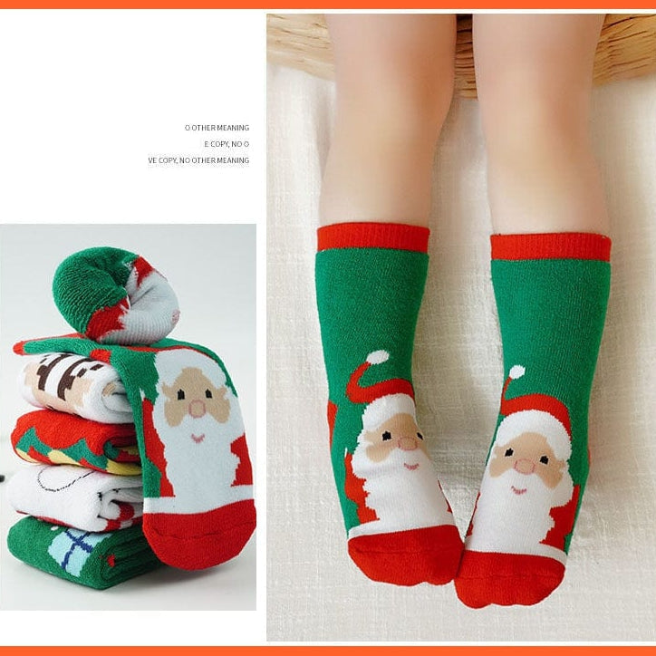 whatagift.com.au kids socks 1 Pair Cotton Winter Kids Socks | Children Terry Elk Santa Claus Gift Socks