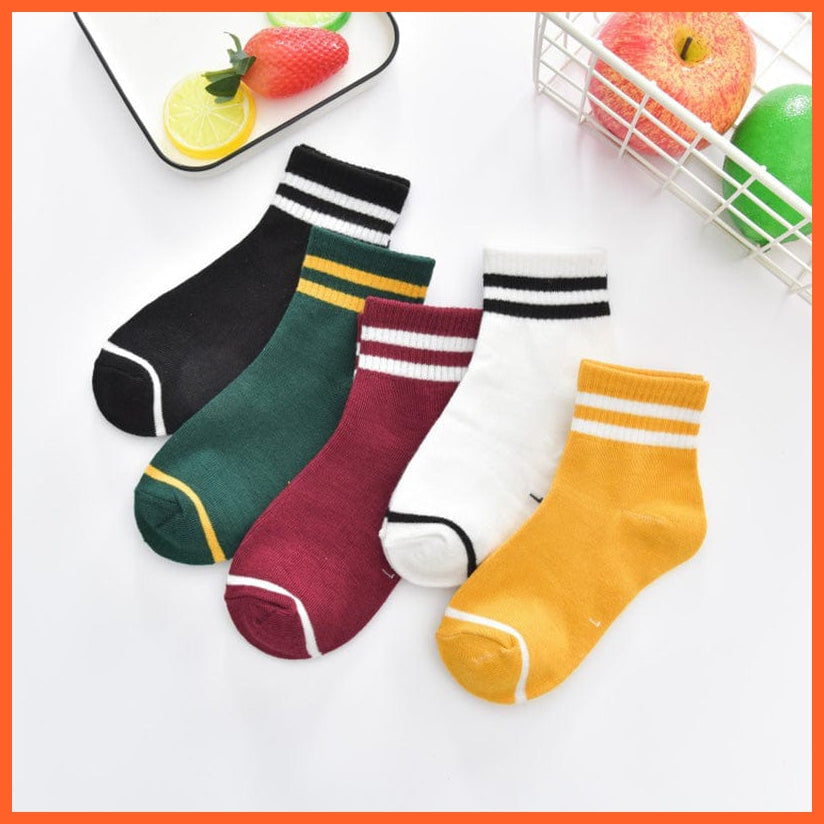 whatagift.com.au kids socks 10pcs/5pairs Children Girls Boys Unisex Cotton Stripe Infant Socks
