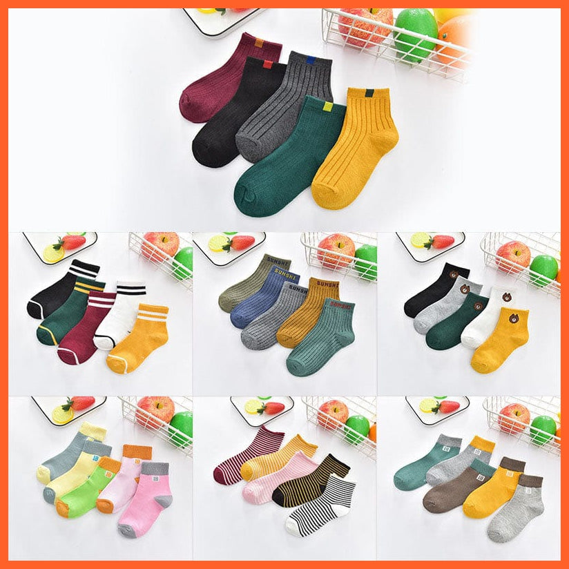 whatagift.com.au kids socks 10pcs/5pairs Children Girls Boys Unisex Cotton Stripe Kids Socks