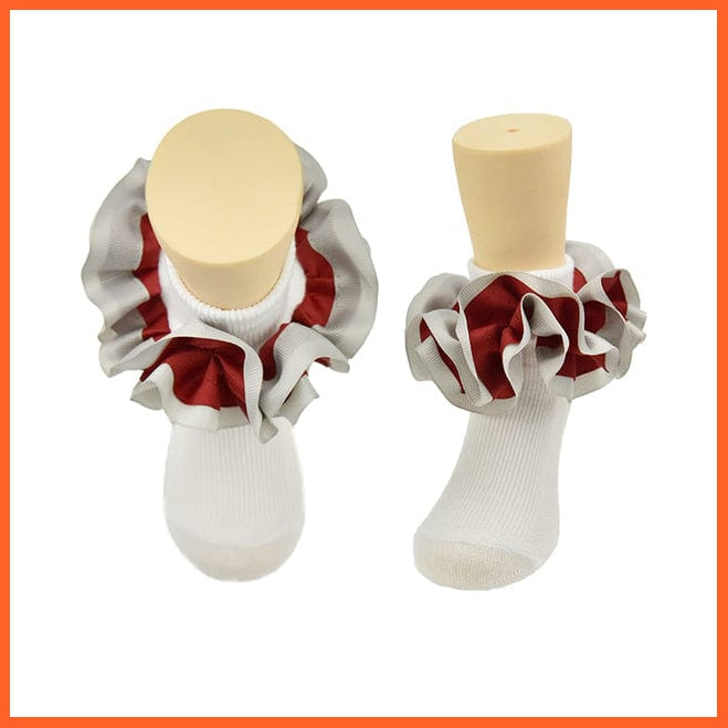 whatagift.com.au kids socks 13 / 6-8 Years New flounces children cotton socks | Girls frilly Big petals princess dance Ballet Latin socks