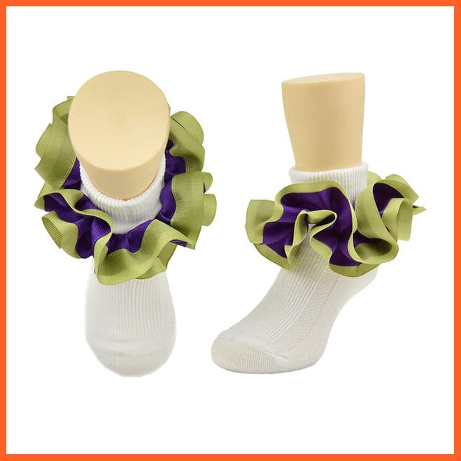 whatagift.com.au kids socks 17 / 6-8 Years New flounces children cotton socks | Girls frilly Big petals princess dance Ballet Latin socks