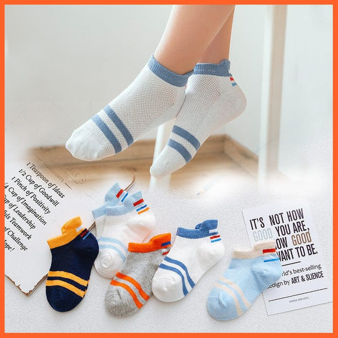 whatagift.com.au kids socks 1805 / M(3-5 Years) 5 Pairs/Lot Children Cute Baby Heart Star Cartoon Mesh Ankle Kids Socks