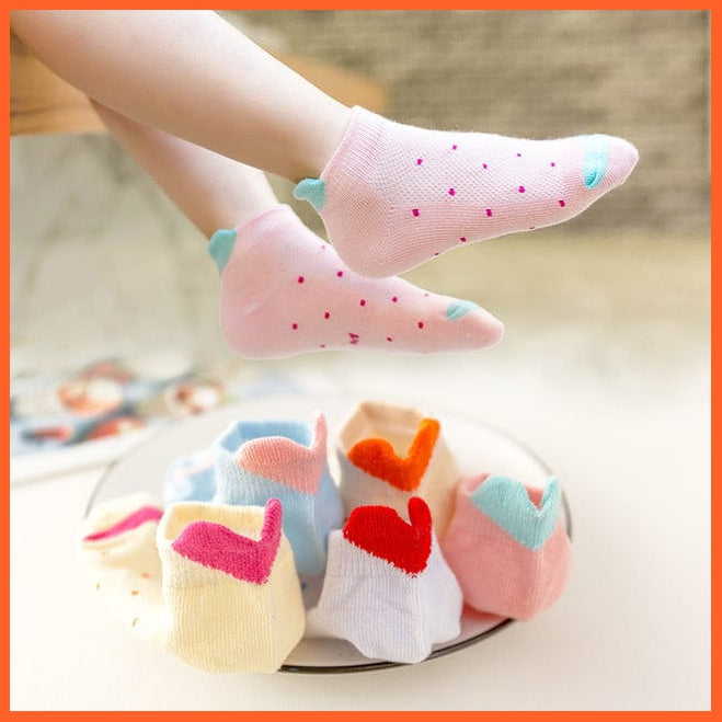 whatagift.com.au kids socks 1809 / M(3-5 Years) 5 Pairs/Lot Children Cute Baby Heart Star Cartoon Mesh Ankle Kids Socks