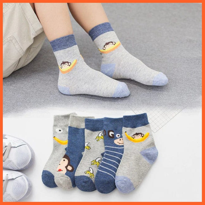 whatagift.com.au kids socks 1874 / L(6-8 Years) 5 Paris/Lot Children Cotton Fashion Baby Little Rabbit Monkey Cartoon Socks