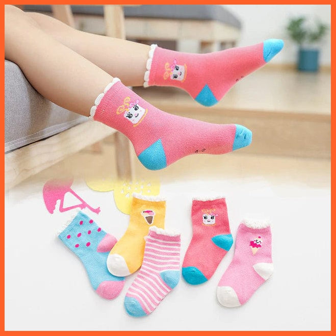 whatagift.com.au kids socks 1877 / L(6-8 Years) 5 Paris/Lot Children Cotton Fashion Baby Little Rabbit Monkey Cartoon Socks