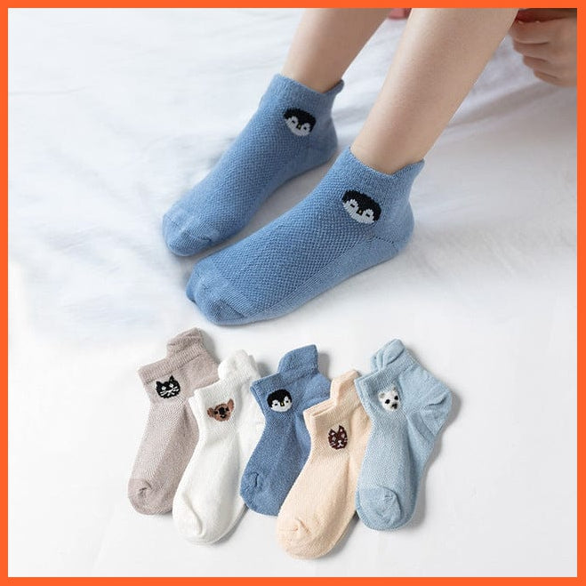 whatagift.com.au kids socks 1910 / S(1-2 Years) 5 Pairs/Lot Children Cotton Cute Cartoon Baby Mesh Ankle Kids Socks