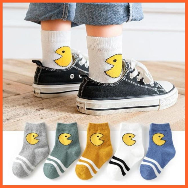 whatagift.com.au kids socks 2 / about 9-12 years old 5 Pairs Children Cotton Autumn Winter Spring Kids  Cartoon Stripe Sports Socks