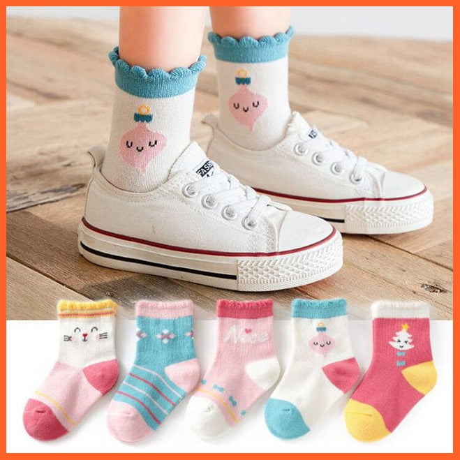 whatagift.com.au kids socks 3 / about 3-5 years old 5 Pairs Children Cotton Autumn Winter Spring Kids  Cartoon Stripe Sports Socks