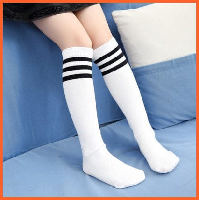 whatagift.com.au kids socks 3 / S(28CM) Spring Autumn Unisex Children Stockings Cotton Stripe Knee High kids Socks