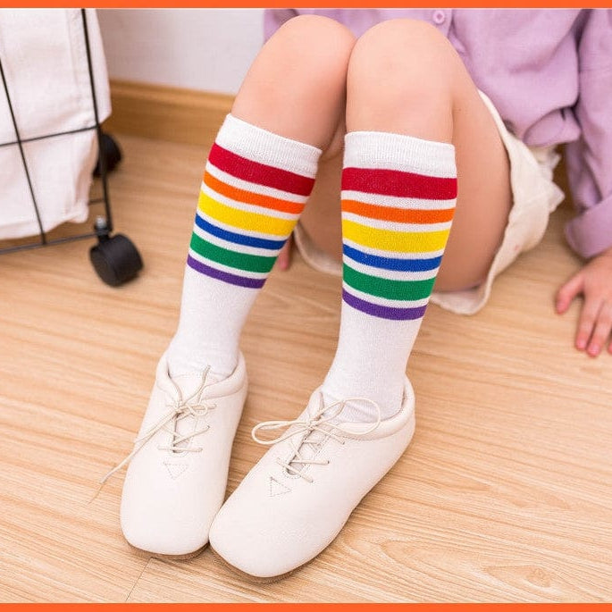 whatagift.com.au kids socks 30cm long Knee High Socks | Kids Stripe Dot leg Warm Cotton Boot Socks