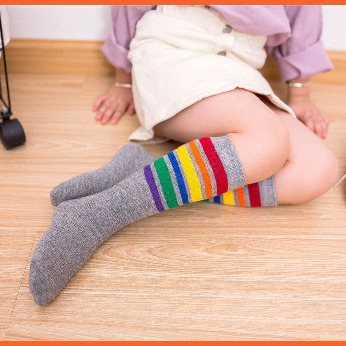 whatagift.com.au kids socks 30cm long Knee High Socks | Kids Stripe Dot leg Warm Cotton Boot Socks