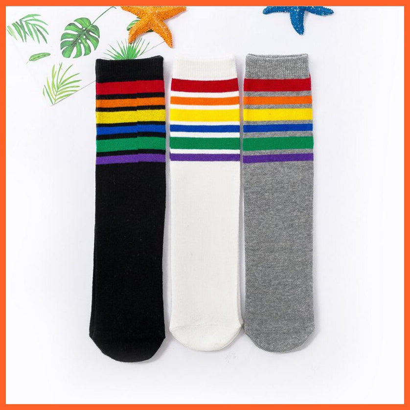 whatagift.com.au kids socks 30cm long Knee High Socks | Kids Stripe Dot leg Warm Cotton Boot Socks