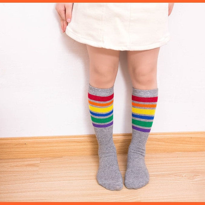 whatagift.com.au kids socks 30cm long Knee High Socks | Kids Stripe Dot leg Warm Cotton Toddler Boot Socks