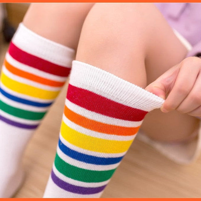 whatagift.com.au kids socks 30cm long Knee High Socks | Kids Stripe Dot leg Warm Cotton Toddler Boot Socks